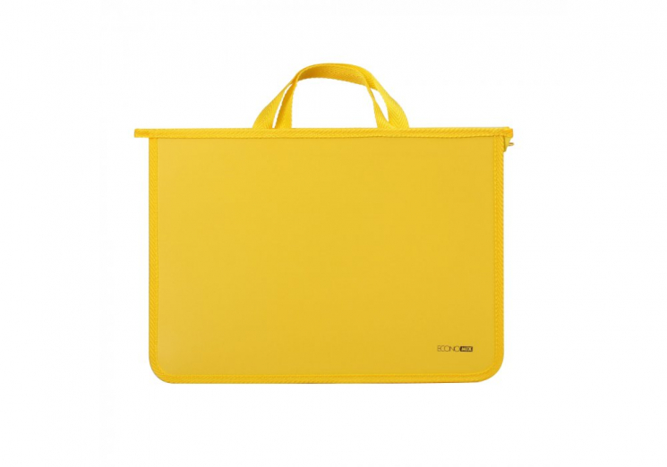 Портфель пластиковий А4 на блискавці, 2 відділення, жовтий, E31630-05 (294701)
