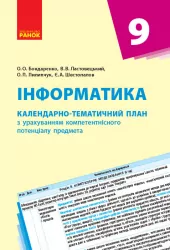Інформатика 9 клас Календарно-тематичний план з урахуванням компетентнісного потенціалу предмета Ранок Т812025У (9786170936240) (272009)