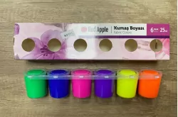 Фарба неонова по тканині 25 ml 6 кольорів в спайці. Red Apple (8698954032301) (460937)