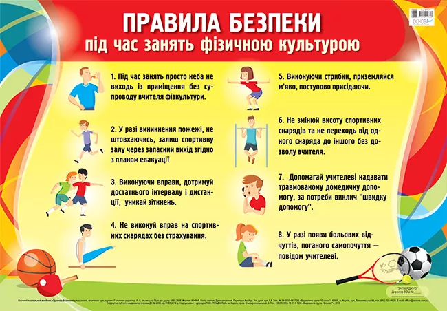Правила безпеки під час занять фізичною культурою. Плакат Основа ЗПП016 (2712710017343) (286640)