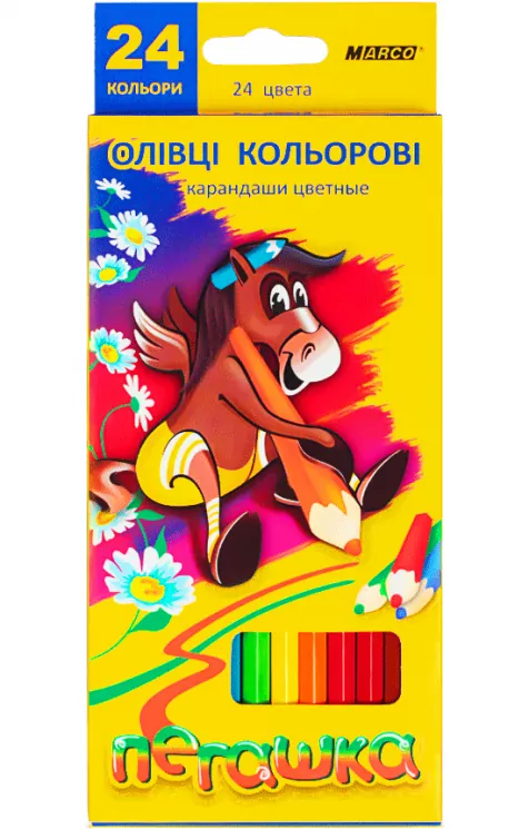 Олівці кольорові 24 кольори "Пегашка". Marco 1010-24СВ (4820155650020) (276747)