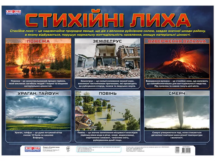 Плакат Стихійні лиха (Укр) Світогляд 12104163У (4823076144555) (344260)