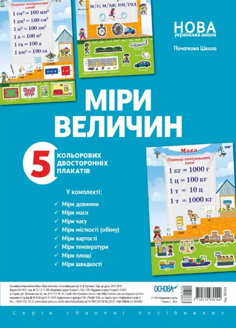 Міри величин. Плакати Наочні посібники для 1-4 класу (Укр) Основа ЗПП036 (2712710030144) (472868)