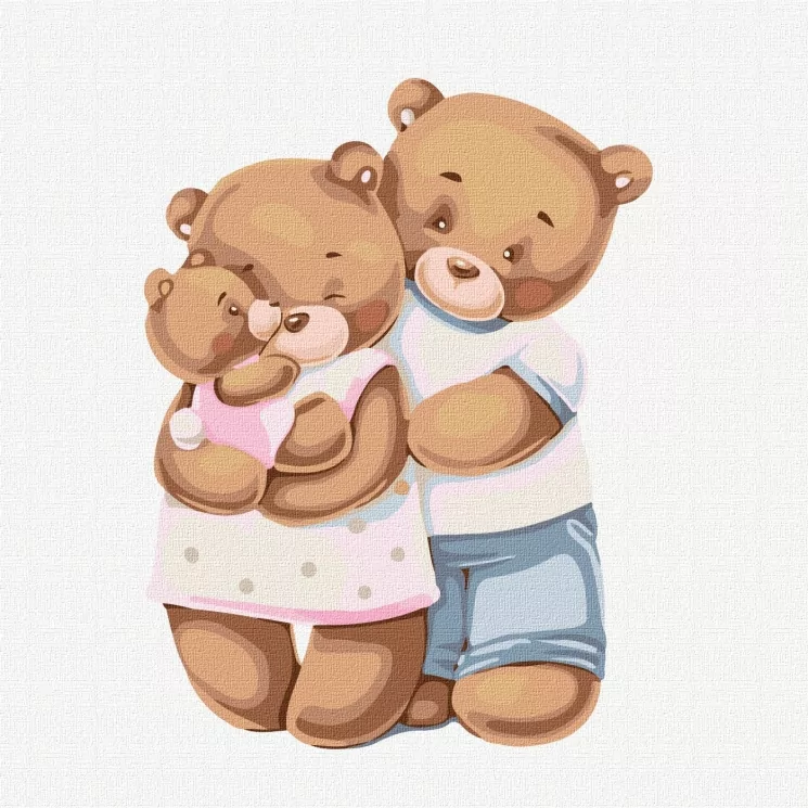 Щаслива сім'я ведмежат. Картина за номерами. 30х30 см Ідейка (4823104323464) (445272)