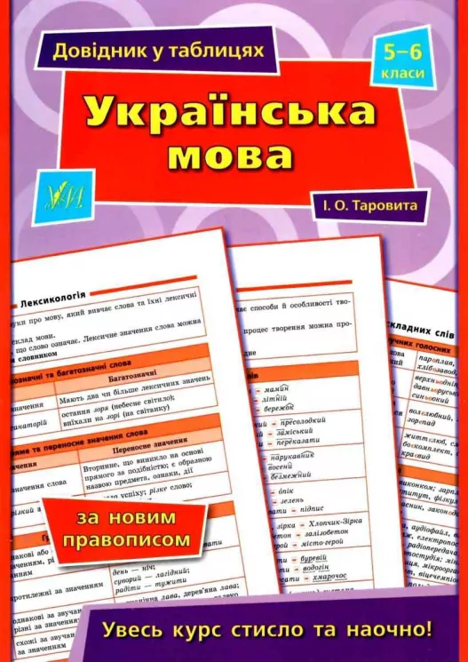 Довідник у таблицях Українська мова 5–6 класи (Укр) УЛА (9789662849684) (468473)