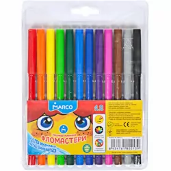 Фломастери. Super Washable. 12 кольорів (Укр) Marco (8434761802139) (299275)
