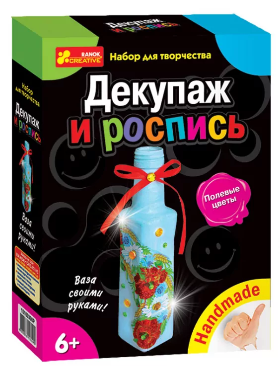 6550- 9 Декупаж "Полевые цветы" (бутылка) 15100300Р Ranok-Creative (482-307-611-349-0) (208580)