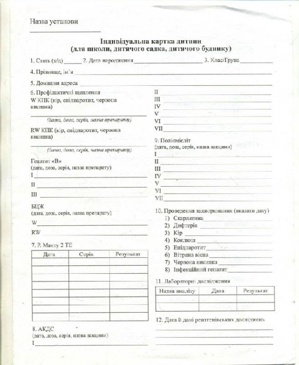 ШД Індивідуальна картка дитини для школи,дитсадку,дитбудину НОВА Ранок О376076У (9789667454821) (294902)