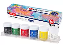 Фарба Акрилова неонова по 25 ml 6 кольорів в баночках. Red Apple (8698954011160) (460892)