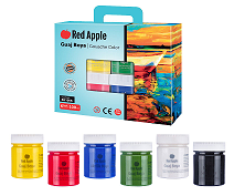 Фарба Гуаш подарунковий набір 6 кольорів по 100мл в баночках. Red Apple (8698954033285) (460908)