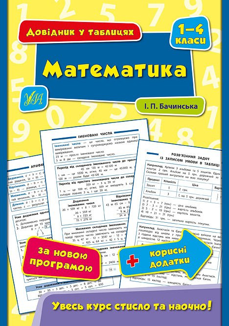 Довідник у таблицях. Математика. 1–4 класи. Інна Бачинська (Укр) УЛА 01794 (9789662844337) (471508)