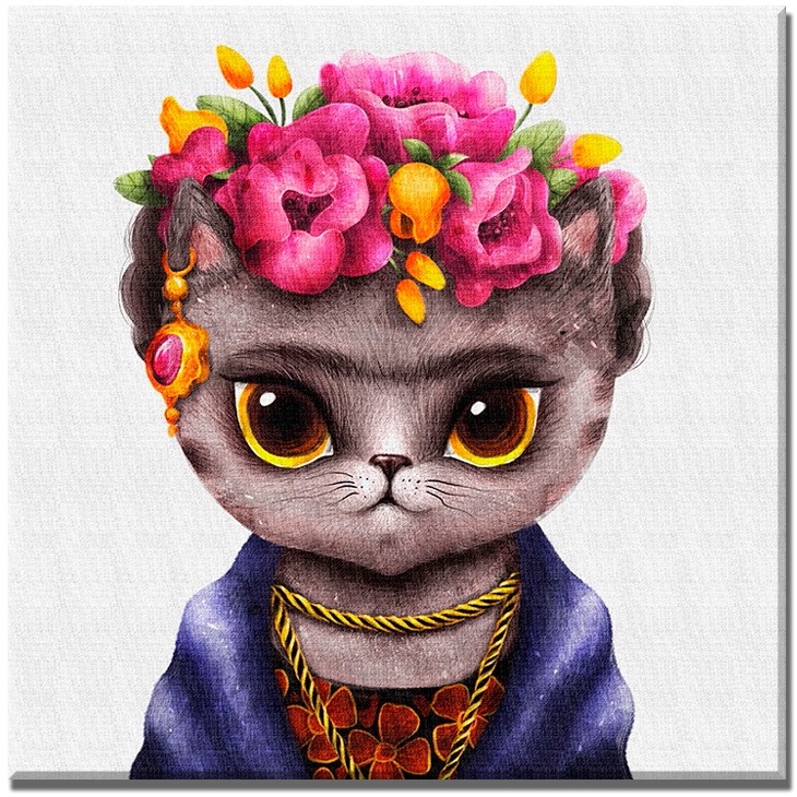 Киця Фріда. Маріанна Пащук. Постер на полотні 30х30 см (Укр) Brushme (9995482109567) (496011)