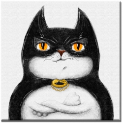 Котик Бетмен. Маріанна Пащук. Постер на полотні 30х30 см (Укр) Brushme (9995482109574) (496012)