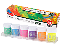 Фарба Гуаш неонова по 25 ml 6 кольорів в баночках. Red Apple (8698954011306) (460915)