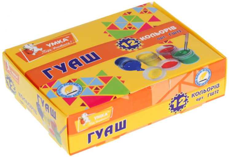 Гуаш фарба 12 кольорів по 10г (Укр) Умка ГШ72 (4820071013367) (454316)