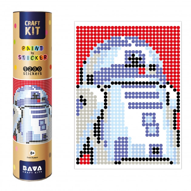 Робот синій. Картина по номерам з наліпками в тубусі. 33х48см. 1200 стікерів (Укр) Умняшка (4820129201876) (455716)