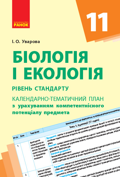 Календарно-тематичний план. Біологія і екологія 11 клас (Рівень стандарту) (Укр) Ранок Ш812043У (9786170950864) (311119)