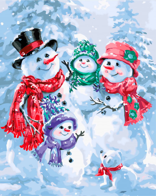 Картина за номерами "Сніговики" 40х50 см Ідейка КНО2813 (4820143948351) (351124)