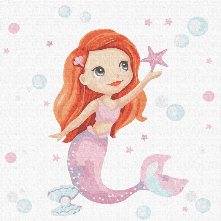 Картина за номерами "Руда русалочка" 30х30 см Ідейка KHO2381 (4823104331216) (474927)