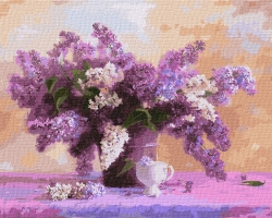 Яскравий букет бузку. Картина за номерами. 40х50 см Ідейка (4823104323945) (445727)