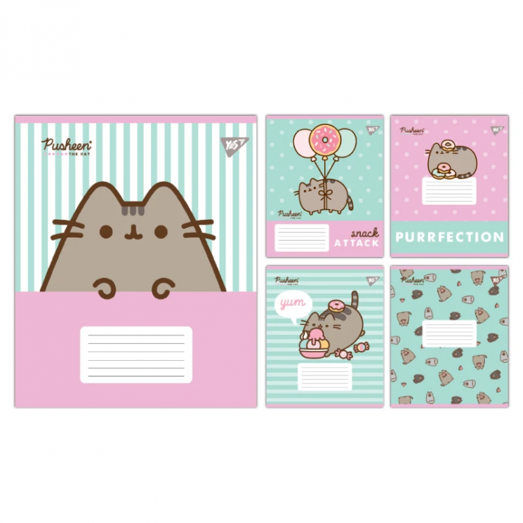 Зошит 12 аркушів клітинка Yes Pusheen Candy