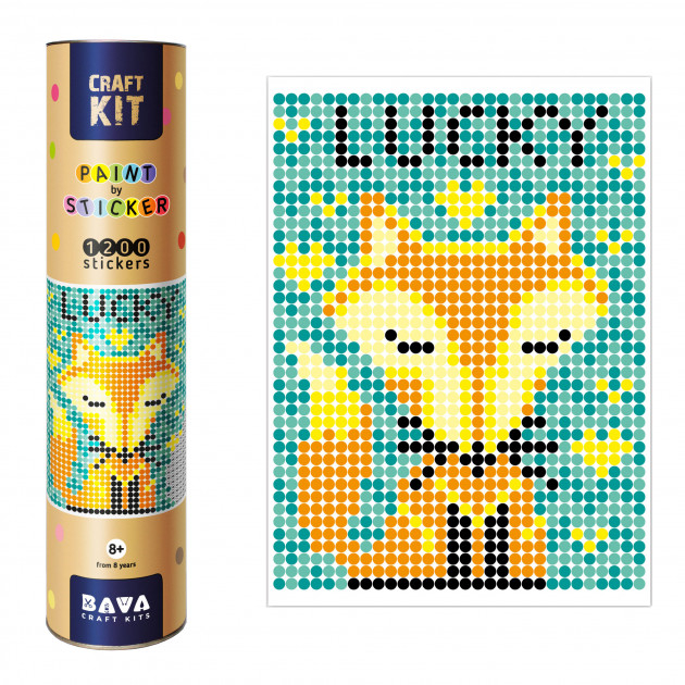 Картина за номерами з наліпками в тубусі "Лисичка" 33х48 1200 стікерів Ідейка (4820129201838) (351240)