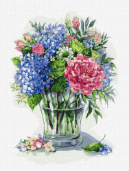 Картина за номерами. Лазурна гортензія. 30х40 см (Укр) Ідейка КНО2965 (4823104326748) (474346)