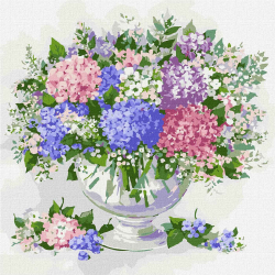 Картина за номерами "Квітуча гортензія" 50х50 см Ідейка KHO3181 (4823104328223) (474962)