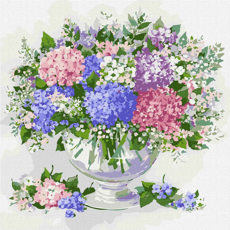 Картина за номерами "Квітуча гортензія" 50х50 см Ідейка KHO3181 (4823104328223) (474962)