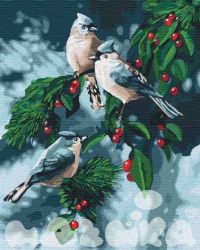 Картина за номерами "Зимові пташки" в обкладинці 40х50 см Ідейка КНО4081 (4820143948597) (445566)
