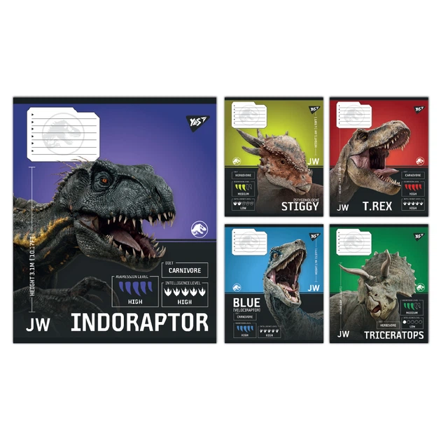 Зошит 12 аркушів коса лінія Yes JURASSIC WORLD Strength and Power