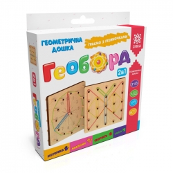 Геоборд. Набір дерев'яна геометрична дошка з резиночками