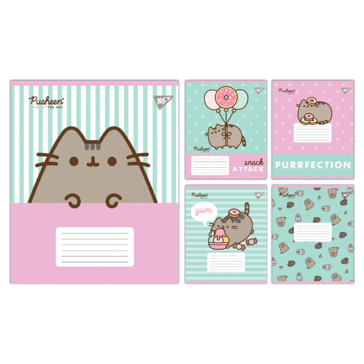 Зошит 18 аркушів клітинка Yes Pusheen Candy
