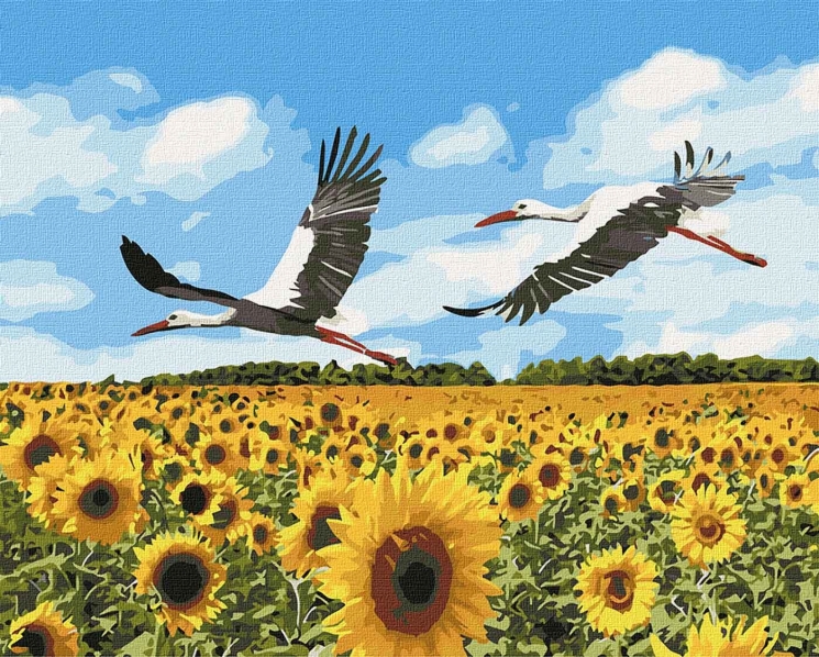 Лелеки у небi. Картина за номерами. 40х50 см Ідейка (4823104321576) (447181)