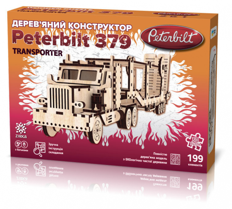 Peterbilt Transporter. Дерев'яний 3Д конструктор Зірка 108689 (9786176341482) (304488)